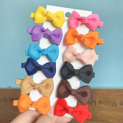 12 vienetų / partijoje Solid Grosgrain Ribbon MiNi Plaukų lankeliai Plaukų segtukai Vaikams Mieli Mergaičių plaukų segtukai Nauji galvos apdangalai Vaikiški Plaukų Priedai