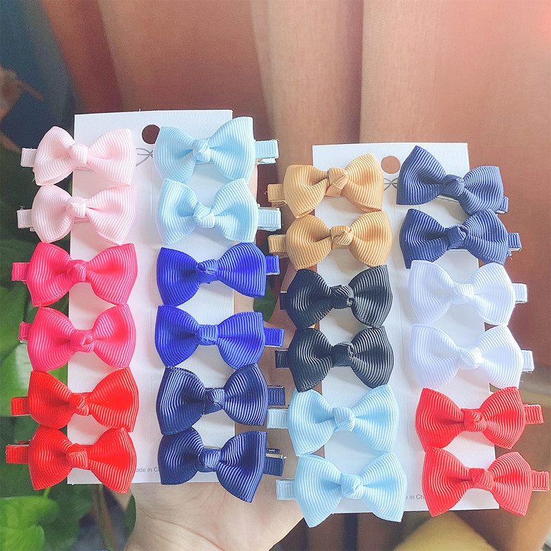 12 vienetų / partijoje Solid Grosgrain Ribbon MiNi Plaukų lankeliai Plaukų segtukai Vaikams Mieli Mergaičių plaukų segtukai Nauji galvos apdangalai Vaikiški Plaukų Priedai