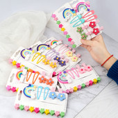 15 τμχ/Σετ Κλιπ για τα μαλλιά μόδας για κορίτσια Κινούμενα σχέδια Rainbow Flowers Kids Cute Mini Claw Clip Barrettes Headwear Αξεσουάρ μαλλιών