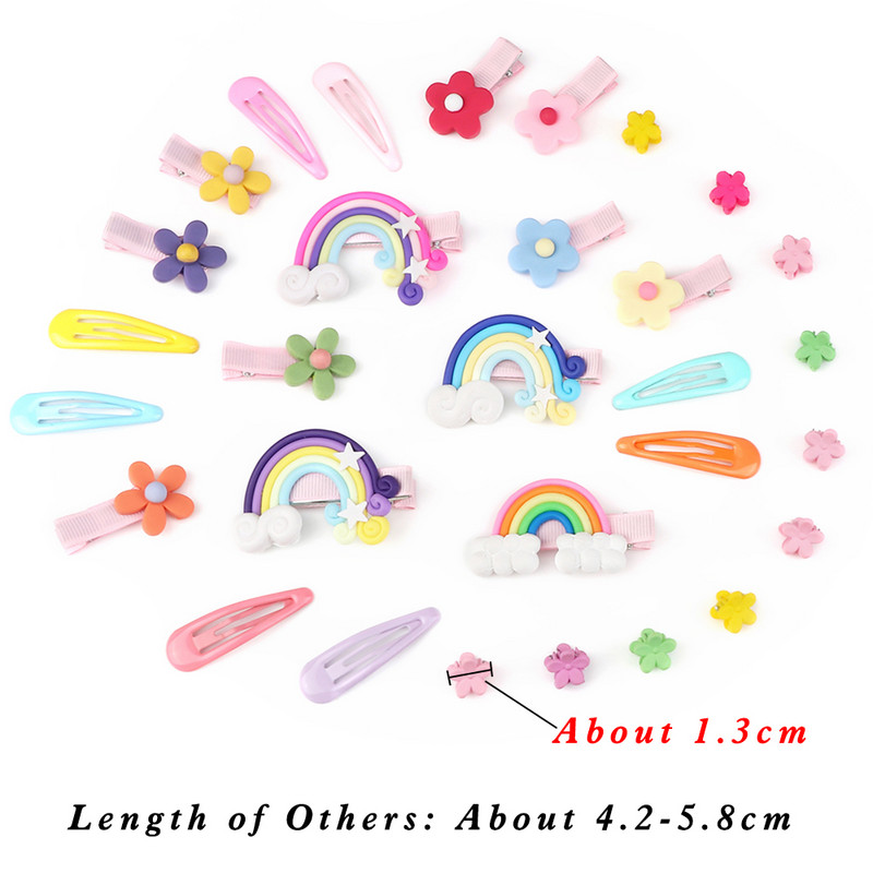15 τμχ/Σετ Κλιπ για τα μαλλιά μόδας για κορίτσια Κινούμενα σχέδια Rainbow Flowers Kids Cute Mini Claw Clip Barrettes Headwear Αξεσουάρ μαλλιών