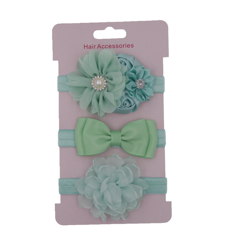 Korėjos kūdikių galvos apdangalų rinkinys Vaikams Rožės perlas Mazgas Gėlės Vintažinės Plaukų juostelės Kūdikių Mergaičių Plaukų Priedai Galvos apdangalai 3vnt/vnt.