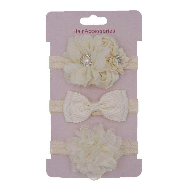 Korėjos kūdikių galvos apdangalų rinkinys Vaikams Rožės perlas Mazgas Gėlės Vintažinės Plaukų juostelės Kūdikių Mergaičių Plaukų Priedai Galvos apdangalai 3vnt/vnt.