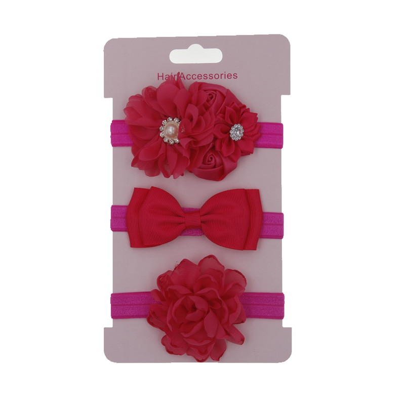 Korėjos kūdikių galvos apdangalų rinkinys Vaikams Rožės perlas Mazgas Gėlės Vintažinės Plaukų juostelės Kūdikių Mergaičių Plaukų Priedai Galvos apdangalai 3vnt/vnt.