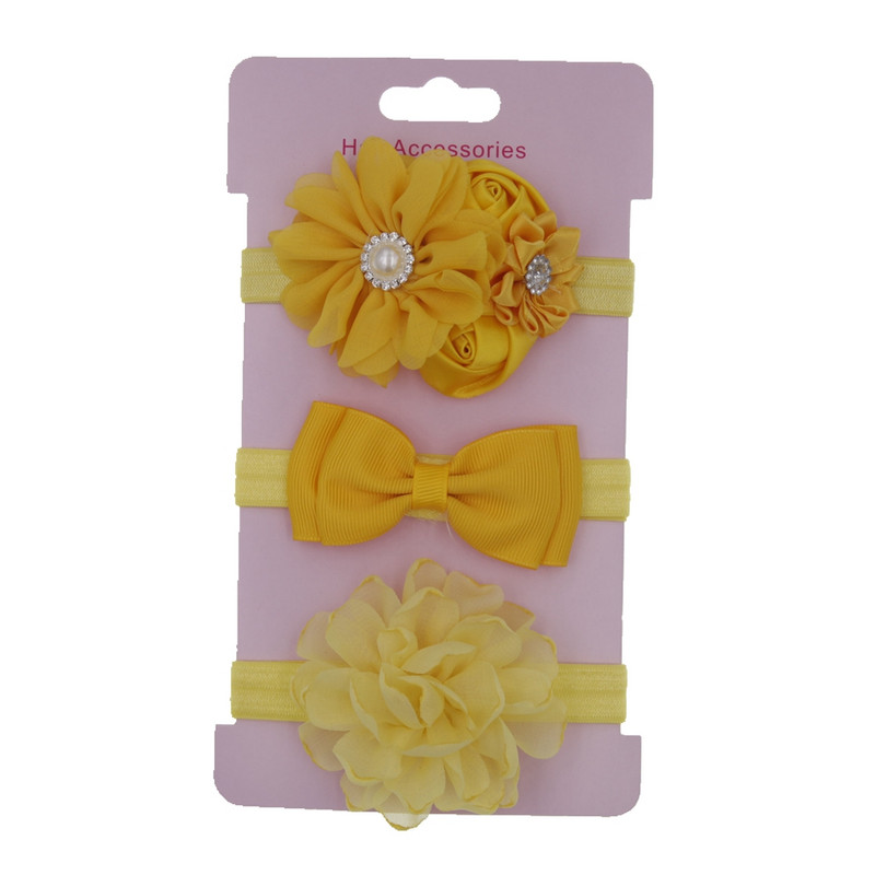 Korėjos kūdikių galvos apdangalų rinkinys Vaikams Rožės perlas Mazgas Gėlės Vintažinės Plaukų juostelės Kūdikių Mergaičių Plaukų Priedai Galvos apdangalai 3vnt/vnt.