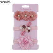 Mazuļu galvassegas komplekts Meitenēm Lotosa ziedi Bowknot Elastīga Matu Lente Mazuļu matu lente Bērnu galvassegas Matu Aksesuāri 3gab/part.