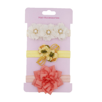 Βρεφικό σετ κορδέλας για κορίτσια Λουλούδια Lotus Bowknot Elastic Hairband Παιδική κορδέλα για τα μαλλιά παιδικά Αξεσουάρ μαλλιών 3τμχ/παρτ.