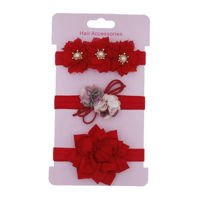 Mazuļu galvassegas komplekts Meitenēm Lotosa ziedi Bowknot Elastīga Matu Lente Mazuļu matu lente Bērnu galvassegas Matu Aksesuāri 3gab/part.