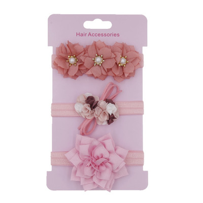 Mazuļu galvassegas komplekts Meitenēm Lotosa ziedi Bowknot Elastīga Matu Lente Mazuļu matu lente Bērnu galvassegas Matu Aksesuāri 3gab/part.