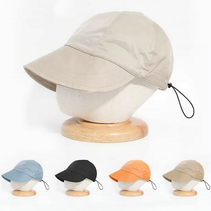 Plačiakraštė žvejo skrybėlė nuo saulės sulankstoma virvele reguliuojami dangteliai vyrams moteriškos paplūdimio kepurės Vasarinės greitai džiūstančios dangteliai