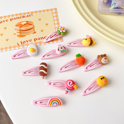 10 kom/kutija Nove djevojčice Slatke akrilne crtane ukrase s cvijećem i voćem Koje za kosu, ljupke ukosnice, dječji dodaci za kosu