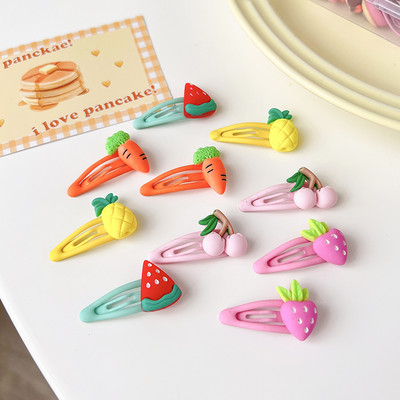 10 kom/kutija Nove djevojčice Slatke akrilne crtane ukrase s cvijećem i voćem Koje za kosu, ljupke ukosnice, dječji dodaci za kosu