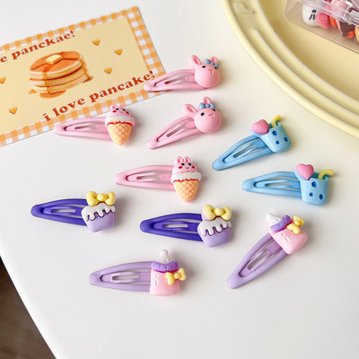 10 kom/kutija Nove djevojčice Slatke akrilne crtane ukrase s cvijećem i voćem Koje za kosu, ljupke ukosnice, dječji dodaci za kosu