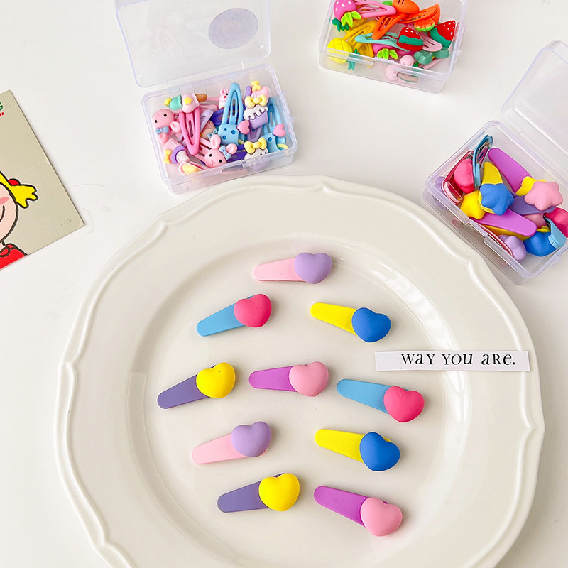 10 kom/kutija Nove djevojčice Slatke akrilne crtane ukrase s cvijećem i voćem Koje za kosu, ljupke ukosnice, dječji dodaci za kosu