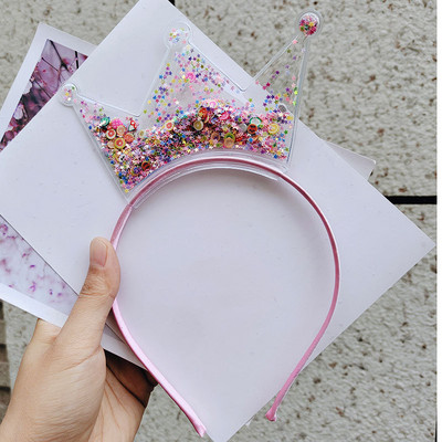 Trake za glavu s krunom iz živog pijeska iz crtanih filmova za djecu, dječje prozirne plastične trake za kosu sa šljokicama, obruč za kosu, dodaci za kosu za djevojčice