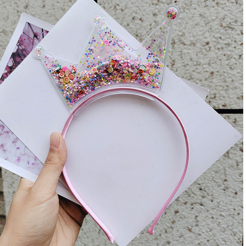 Trake za glavu s krunom iz živog pijeska iz crtanih filmova za djecu, dječje prozirne plastične trake za kosu sa šljokicama, obruč za kosu, dodaci za kosu za djevojčice