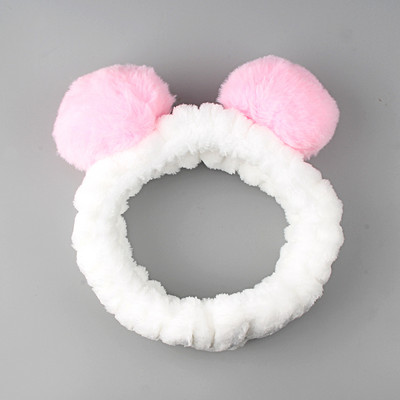 Módna plyšová čelenka do vlasov, roztomilá žabia plyšová loptička, broskyňová, vianočné parohy, dievčenská elastická čelenka, dámske umývanie tváre, vlasové doplnky