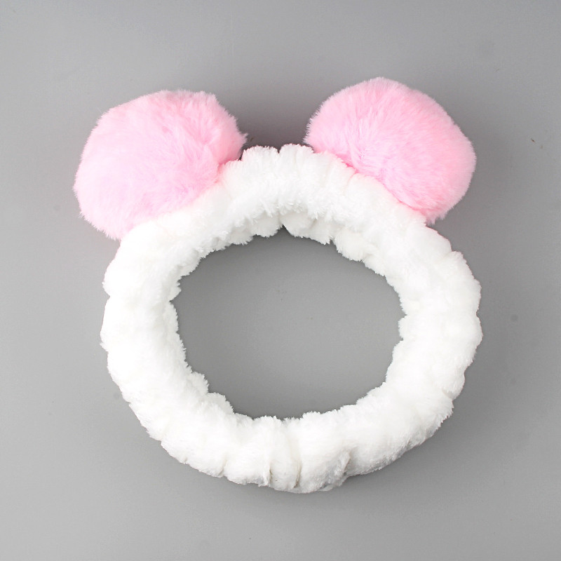 Módna plyšová čelenka do vlasov, roztomilá žabia plyšová loptička, broskyňová, vianočné parohy, dievčenská elastická čelenka, dámske umývanie tváre, vlasové doplnky