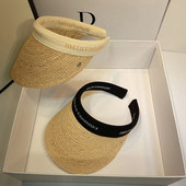 Helen Raffia Panama Straw Empty Top za žene Ljetni šešir Zaštita od sunca Sportovi na otvorenom Ribolov Odmor Plaža Chapeau