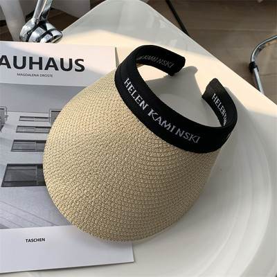 Helen Raffia Panama Straw Empty Top za žene Ljetni šešir Zaštita od sunca Sportovi na otvorenom Ribolov Odmor Plaža Chapeau