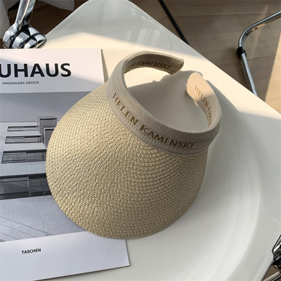 Helen Raffia Panama Straw Empty Top za žene Ljetni šešir Zaštita od sunca Sportovi na otvorenom Ribolov Odmor Plaža Chapeau