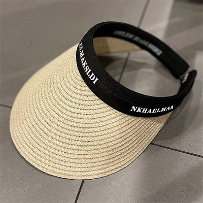 Helen Raffia Panama Straw Empty Top za žene Ljetni šešir Zaštita od sunca Sportovi na otvorenom Ribolov Odmor Plaža Chapeau