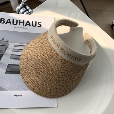 Helen Raffia Panama Straw Empty Top za žene Ljetni šešir Zaštita od sunca Sportovi na otvorenom Ribolov Odmor Plaža Chapeau