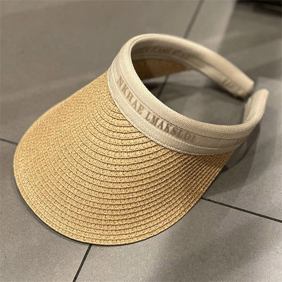 Helen Raffia Panama Straw Empty Top za žene Ljetni šešir Zaštita od sunca Sportovi na otvorenom Ribolov Odmor Plaža Chapeau