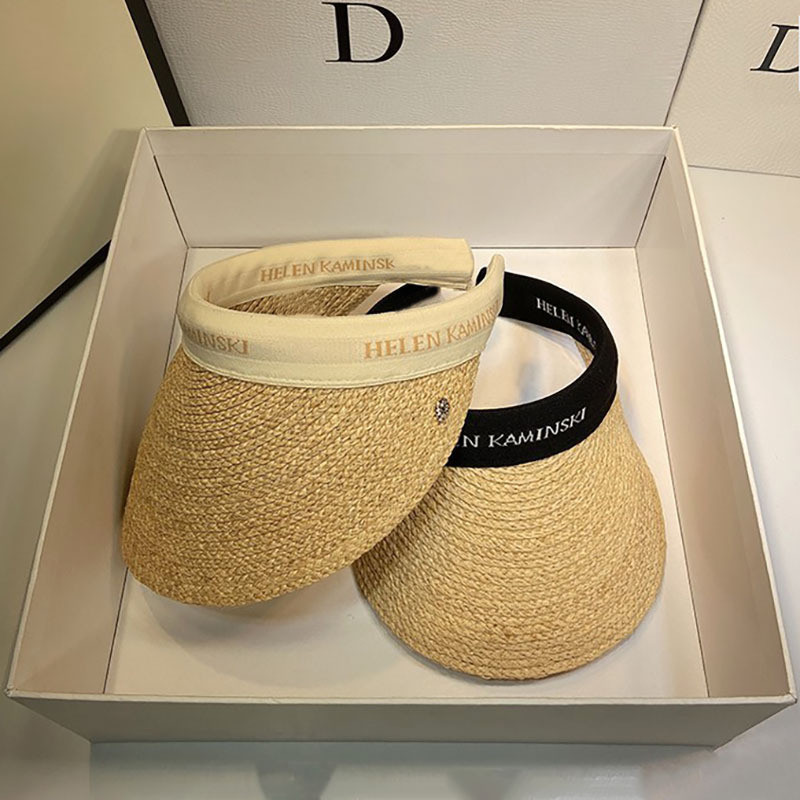 Helen Raffia Panama Straw Empty Top za žene Ljetni šešir Zaštita od sunca Sportovi na otvorenom Ribolov Odmor Plaža Chapeau