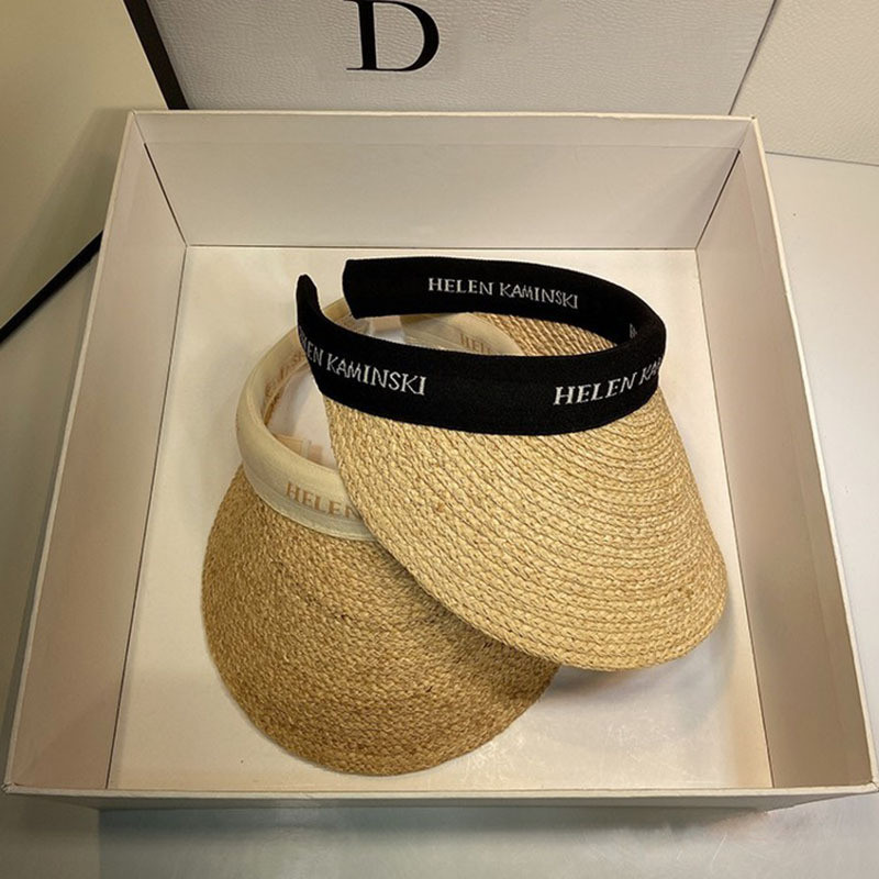 Helen Raffia Panama Straw Empty Top za žene Ljetni šešir Zaštita od sunca Sportovi na otvorenom Ribolov Odmor Plaža Chapeau