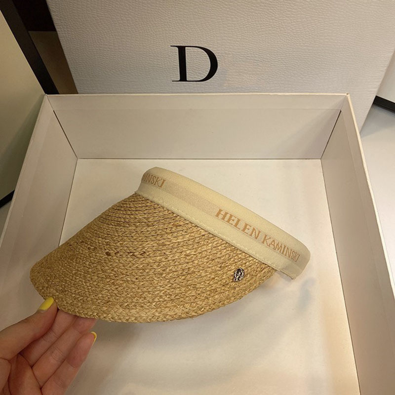 Helen Raffia Panama Straw Empty Top za žene Ljetni šešir Zaštita od sunca Sportovi na otvorenom Ribolov Odmor Plaža Chapeau