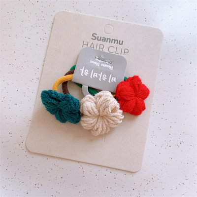 Noua modă de toamnă și iarnă pentru copii BB Clip coreeană dulce fată simplă drăguță colorată lână flori de păr frânghie accesorii de păr