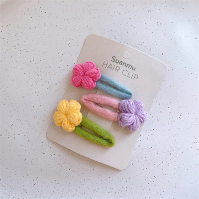 Noua modă de toamnă și iarnă pentru copii BB Clip coreeană dulce fată simplă drăguță colorată lână flori de păr frânghie accesorii de păr