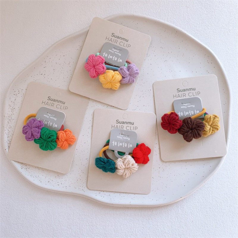 Noua modă de toamnă și iarnă pentru copii BB Clip coreeană dulce fată simplă drăguță colorată lână flori de păr frânghie accesorii de păr