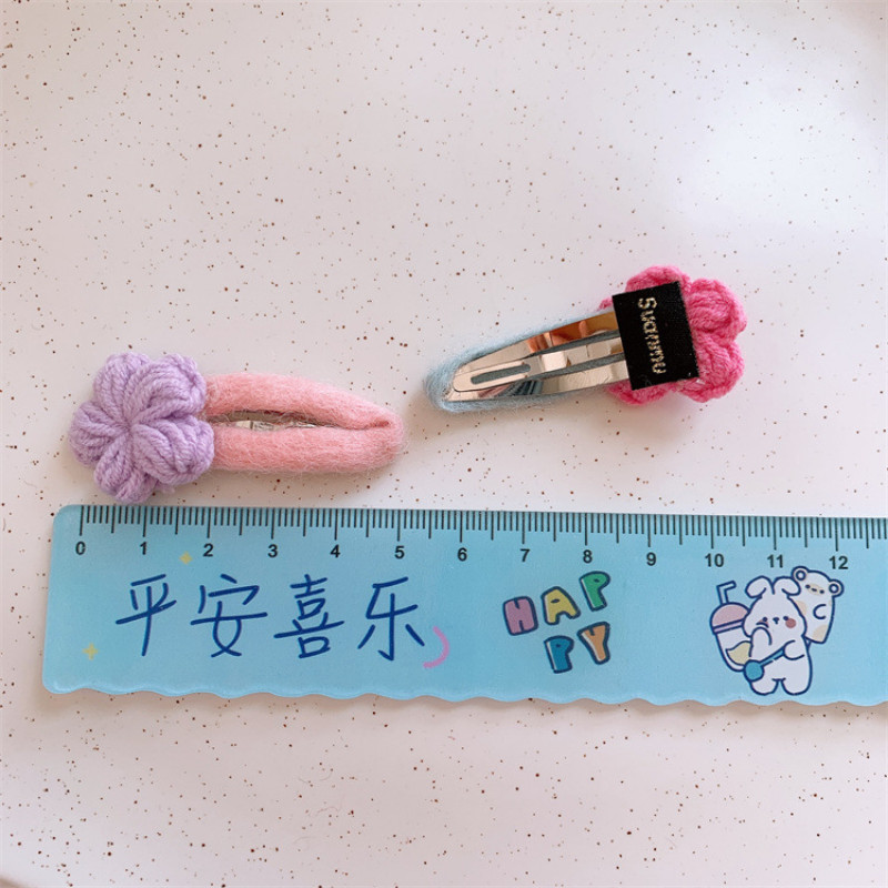 Noua modă de toamnă și iarnă pentru copii BB Clip coreeană dulce fată simplă drăguță colorată lână flori de păr frânghie accesorii de păr