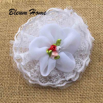 2gab Bleum Home Kid Gudrs lielas mežģīnes Roku darbs balti mežģīņu ziedi Matu sprādzes Prefekts matu sprādzes dāvanu komplekts bantes Matu aksesuāri Matu rokturis