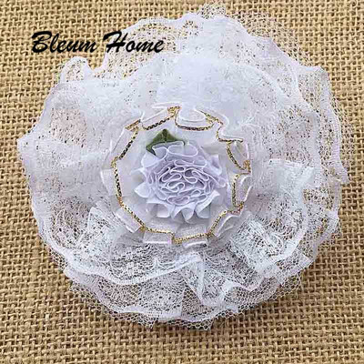 2gab Bleum Home Kid Gudrs lielas mežģīnes Roku darbs balti mežģīņu ziedi Matu sprādzes Prefekts matu sprādzes dāvanu komplekts bantes Matu aksesuāri Matu rokturis