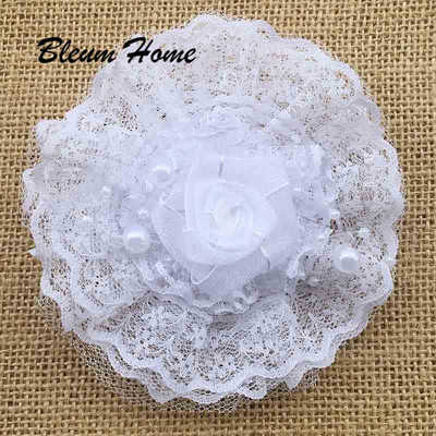 2gab Bleum Home Kid Gudrs lielas mežģīnes Roku darbs balti mežģīņu ziedi Matu sprādzes Prefekts matu sprādzes dāvanu komplekts bantes Matu aksesuāri Matu rokturis