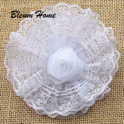 2gab Bleum Home Kid Gudrs lielas mežģīnes Roku darbs balti mežģīņu ziedi Matu sprādzes Prefekts matu sprādzes dāvanu komplekts bantes Matu aksesuāri Matu rokturis