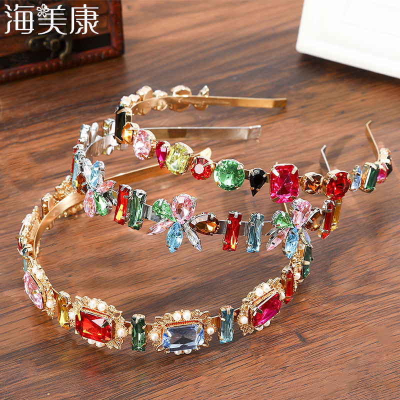 Haimeikang Strass Bezel Baroc Bandita pentru femei Cristal Bretele de păr Nouă modă din aliaj Cerce pentru păr Accesorii pentru păr