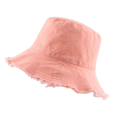 Pălării cu găleată din denim spălat cu ciucuri cu logo personalizat pentru femei, bumbac simplu, cu boruri late, pălărie pliabilă de pescar, șapcă Panama în aer liber, plajă