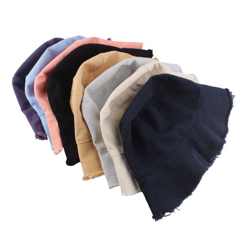 Pălării cu găleată din denim spălat cu ciucuri cu logo personalizat pentru femei, bumbac simplu, cu boruri late, pălărie pliabilă de pescar, șapcă Panama în aer liber, plajă