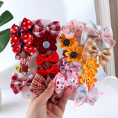 Nová sada kreslených sponiek do vlasov s mašľou a kvetinovou mašľou, roztomilé sponky do vlasov, detské vlasové doplnky, ozdoby na čelenku