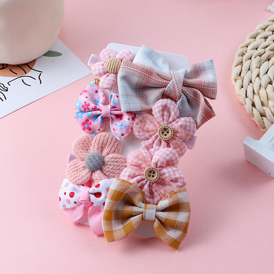 Nová sada kreslených sponiek do vlasov s mašľou a kvetinovou mašľou, roztomilé sponky do vlasov, detské vlasové doplnky, ozdoby na čelenku