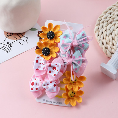 Nová sada kreslených sponiek do vlasov s mašľou a kvetinovou mašľou, roztomilé sponky do vlasov, detské vlasové doplnky, ozdoby na čelenku