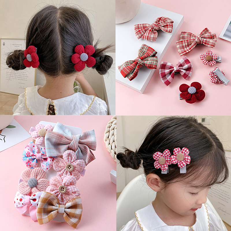 Nová sada kreslených sponiek do vlasov s mašľou a kvetinovou mašľou, roztomilé sponky do vlasov, detské vlasové doplnky, ozdoby na čelenku