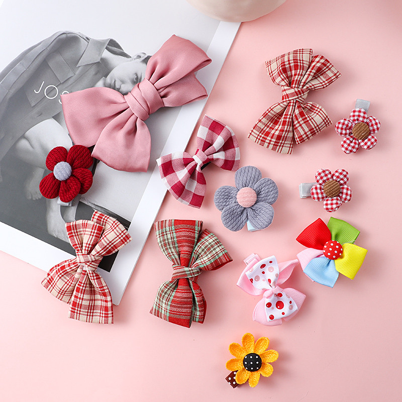 Nová sada kreslených sponiek do vlasov s mašľou a kvetinovou mašľou, roztomilé sponky do vlasov, detské vlasové doplnky, ozdoby na čelenku