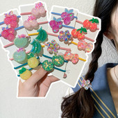 10 ks/lot kórejské detské ovocné módne elastické gumičky sladké dievča princezná čelenka vlasové doplnky ozdoby