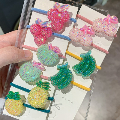 10 ks/lot kórejské detské ovocné módne elastické gumičky sladké dievča princezná čelenka vlasové doplnky ozdoby