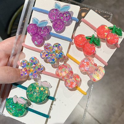 10 ks/lot kórejské detské ovocné módne elastické gumičky sladké dievča princezná čelenka vlasové doplnky ozdoby