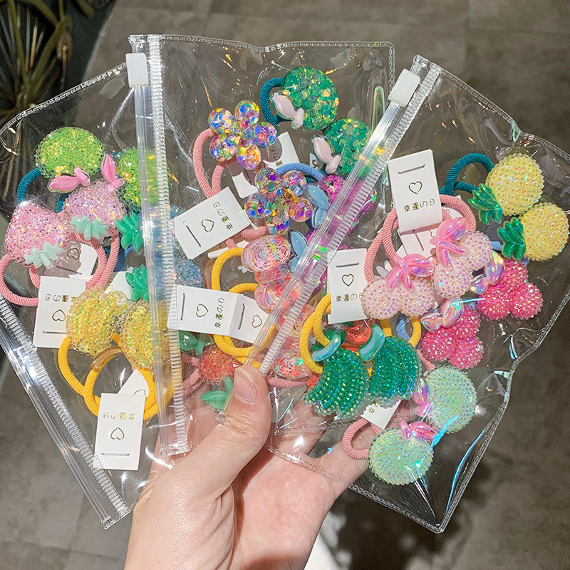 10 ks/lot kórejské detské ovocné módne elastické gumičky sladké dievča princezná čelenka vlasové doplnky ozdoby